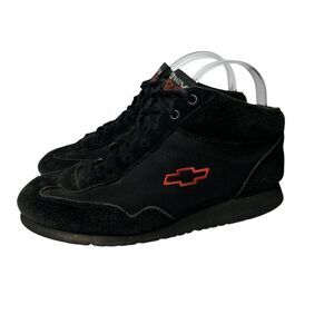 Vintage Chevy Chevrolet Racing Black High Top Shoes 9